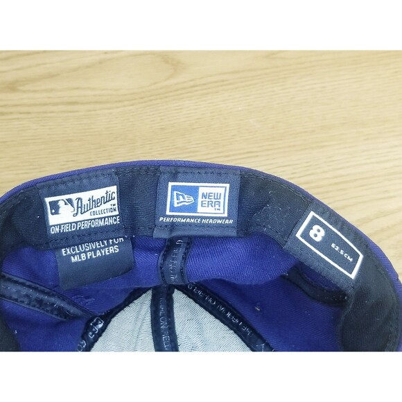 Cleveland Indians Vintage New Era 59fifty Hat Size 8 Chief Wahoo Blue USA Made - Picture 6 of 7